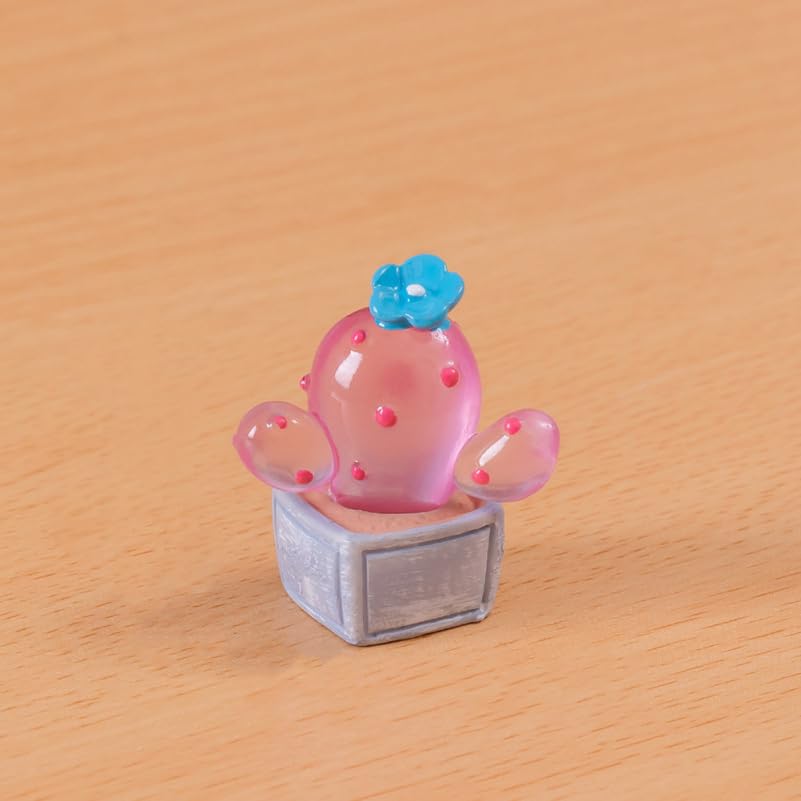 JOINPAYA Miniature Cactus Figurines, Set of 6, Glow-in-the-Dark Resin, for Interior Decoration, Car Decor, Dollhouse, Terrarium, Bonsai, Miniature