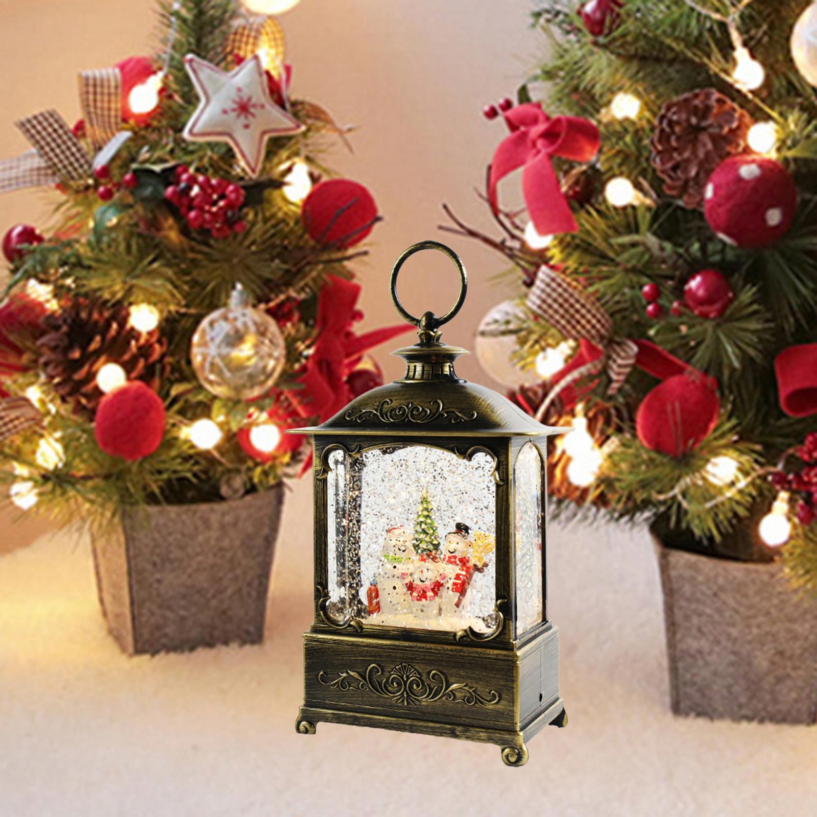 Christmas Music Box Lantern Light Desktop Figurine for Party Desktop Indoor