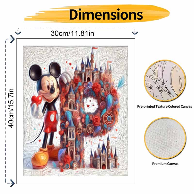 Disney Mickey Castle Heart DIY Oil Painting Kits Hand Painting Home Decor Craft Gift Ideas Disney Mickey Castle Heart Art Work Decor