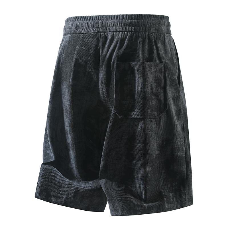 Men's Ink Wash Print Drawstring Casual Shorts Loose Streetwear Black White Bottoms