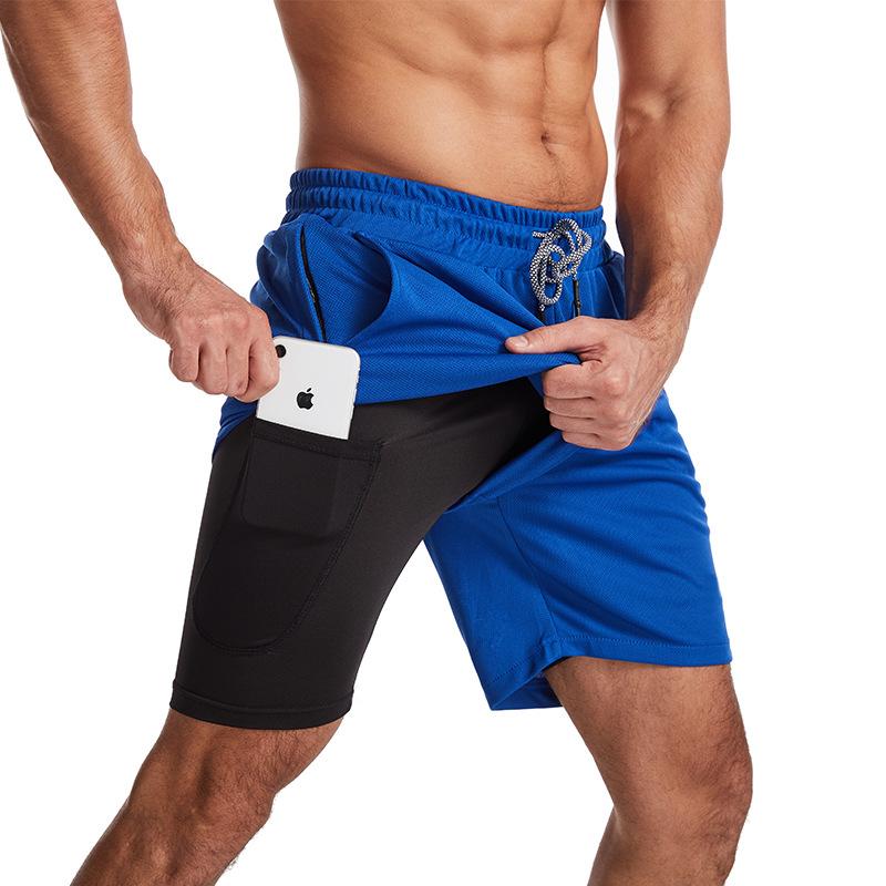 Men's Running Shorts 2-in-1 5/5 Quick Drying Fitness Straight Leg Mid Length Pants