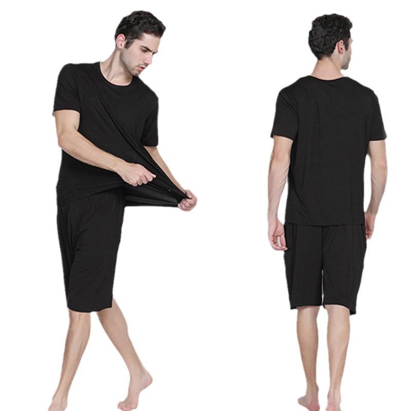 Men's Bamboo Fiber Pajama Set - Short Sleeve & Shorts for Summer