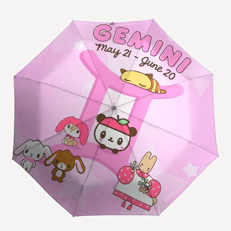1pc Sanrio Zodiac Gemini Cute Characters Umbrella with Plastic Handle, Suitable for All Seasons Outdoor YUSAN372