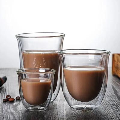 80-300ML Double-layer Glass Cup High Borosilicate Glass Heat Insulation Coffee Tea Cup Breakfast Milk Juice Beer Transparent Mug