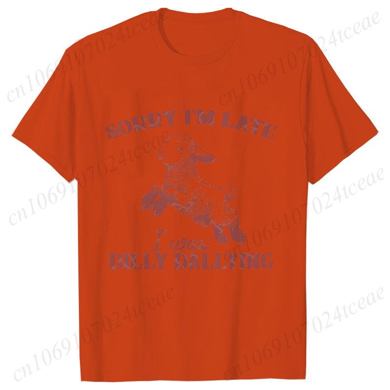 

Sorry Im Late I Was Dilly Dallying Tshirts for Unisex Funny Sheep Graphic Y2k Tops Summer Short Sleeve Tees Female Clothing S