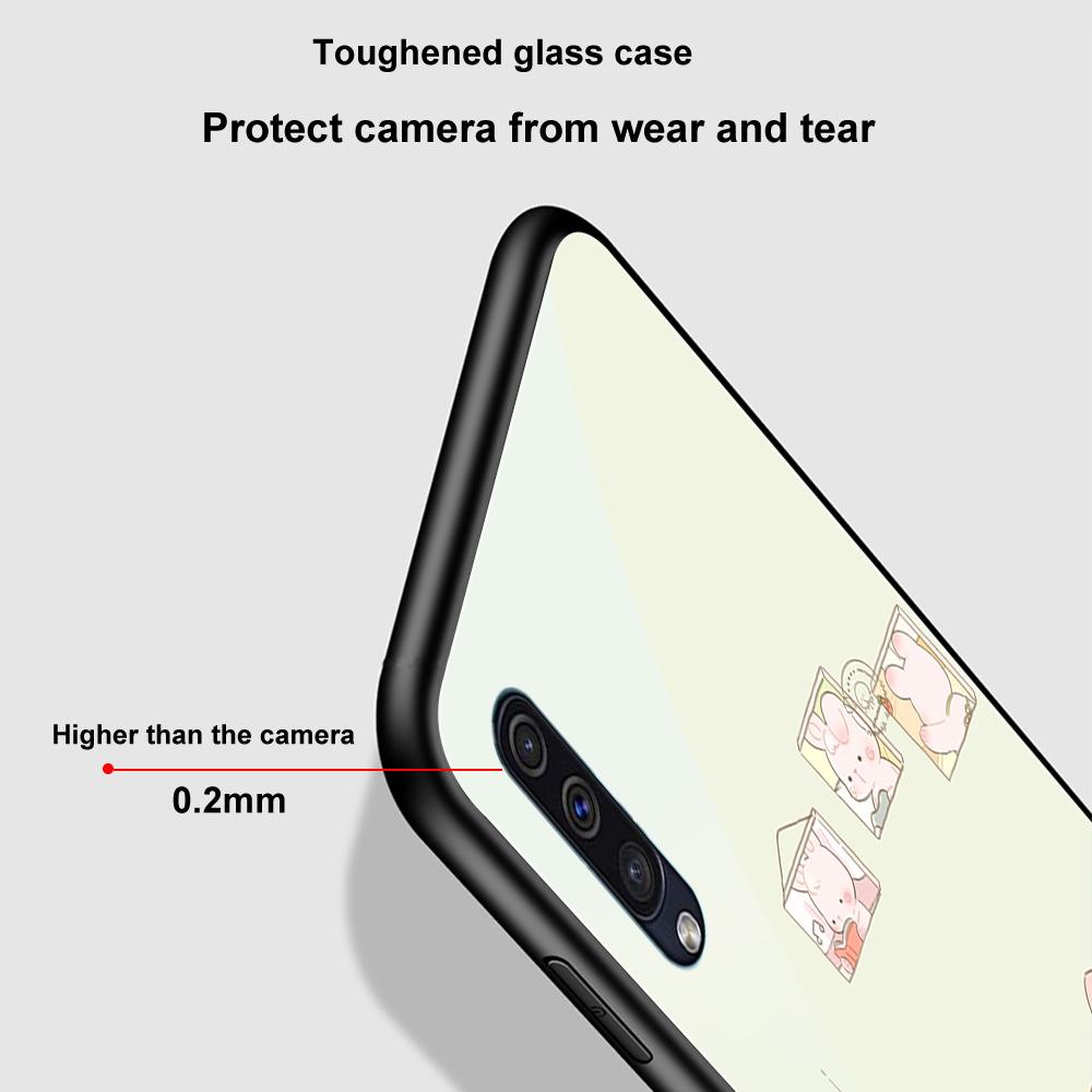 Cute Bear Case For Samsung Galaxy A52 A70 A71 A73 A53 A13 5g A03 A72 A22 A21s A03 Core A42 Tempered Glass Back Shell Covers