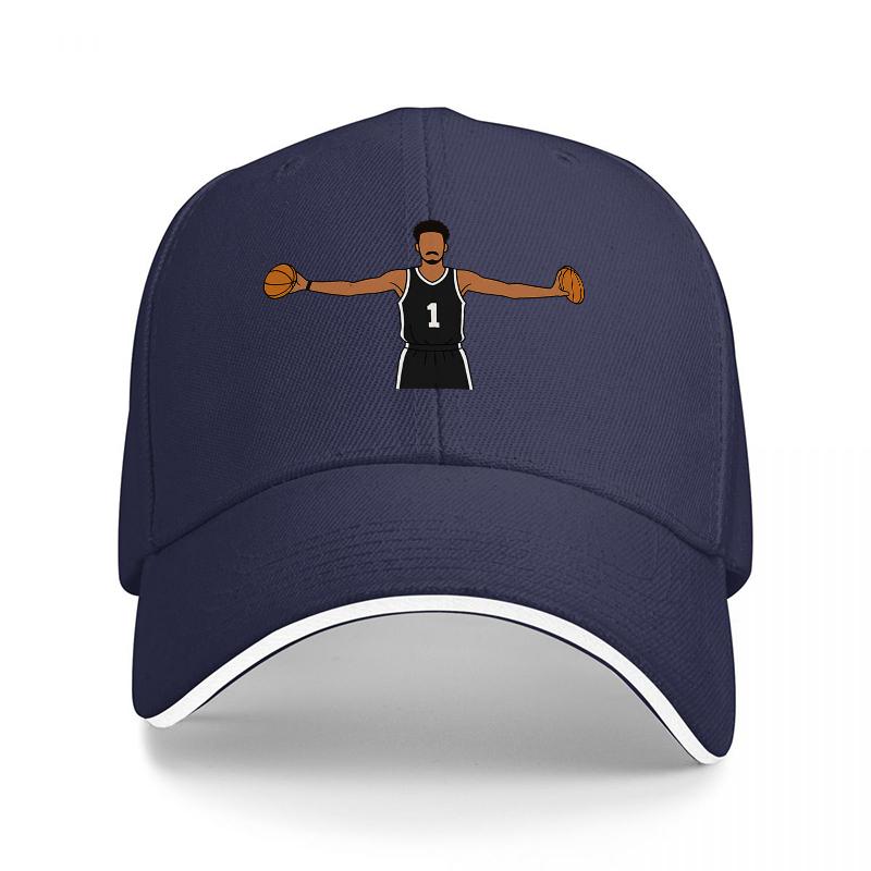Basketball Player Number One Design Black Baseball Cap with White Trim and Bold Graphic Print for Sports Fans and Casual Wear
