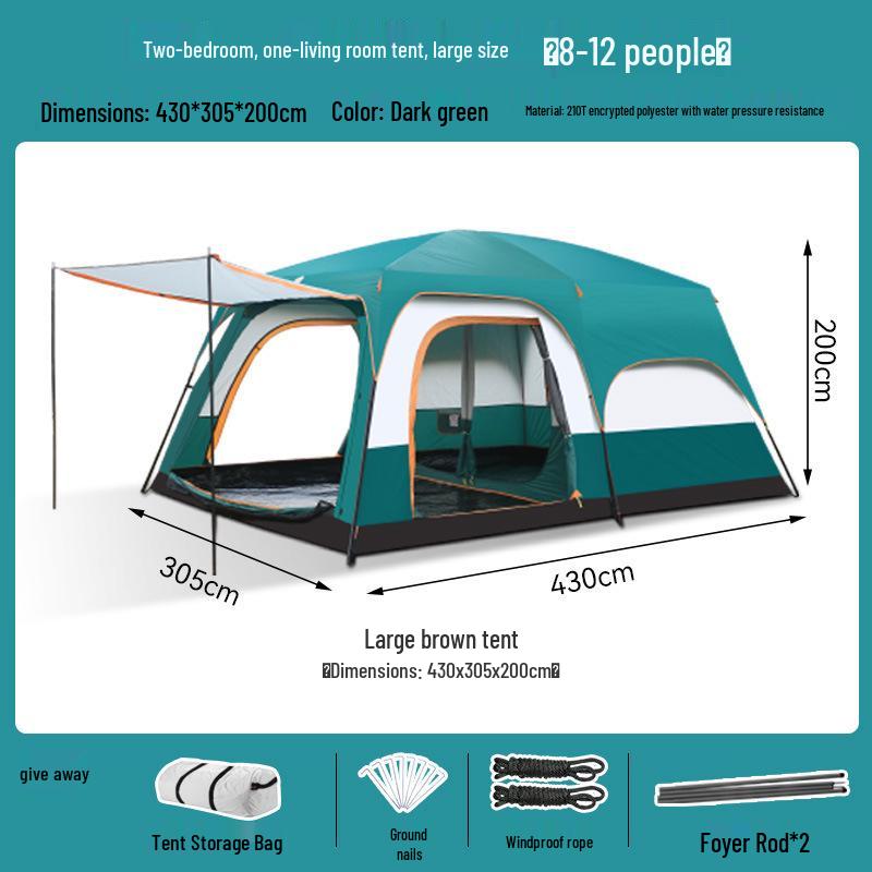Tenda Portatile Lupo Artico: Due Stanze e Un Salone con Protezione Sole e Pioggia per il Campeggio