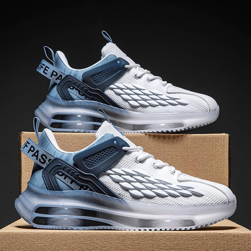 Summer Fly-woven Breathable Fish Scale Men's Shoes Youth Fashion Low-top Lace-up Platform Shoes Student Simple Style Shoes