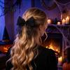 Federklemme Haaraccessoire Halloween Fledermaus Netz Schleifenclips, Schwarz Weiß Spitze Spinnennetz Haarklammern, Gotischer Dunkler Stil für Damen Cosplay Kostüm