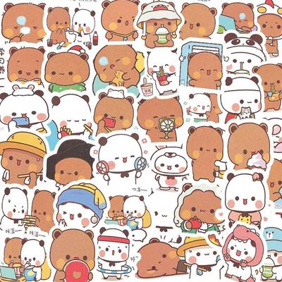 65Pcs Bubu And Dudu Stickers Cute Bear Couple Diy Toy Doodles Decal Phone Case Scrapbook Waterproof Decoration