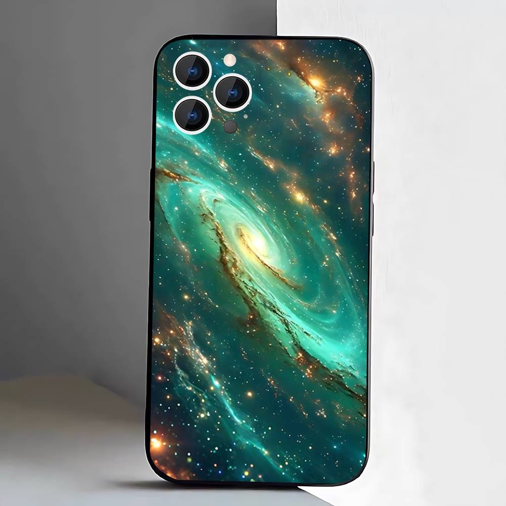 Weltraum Für Galaxie Universum Handyhülle Für iPhone 17,16,15,14,13,12,11,Pro,XS,Max,XR,Plus,E,SE4,Mini Schwarzes Weiches Cover