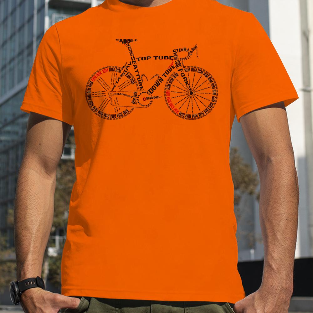 Anatomy of a Bike Alphabet Style Mountain Bike Print T-Shirts Men Summer Breathable Short Sleeves Loose Oversized Tee Unisex