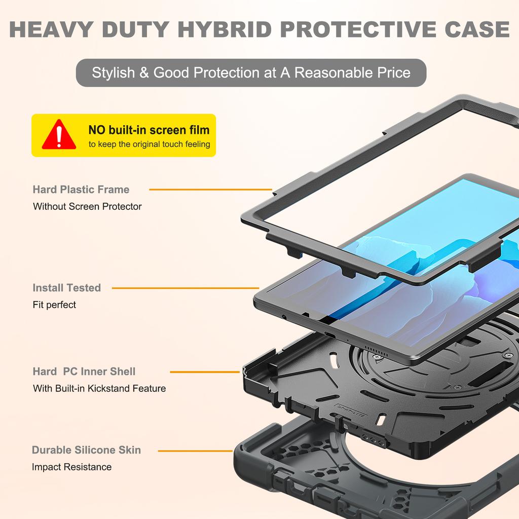 Rugged Case For Samsung Galaxy Tab A7 Lite 8.7 SM-T220 SM-T225 Hybrid Rotating Cover Anti-shock With Hand & Shoulder Strap Coque