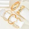 5Pcs/Set Gold Color Punk Geometry Multilayer Bangles Delicate Women's Hand Bracelet  for Women