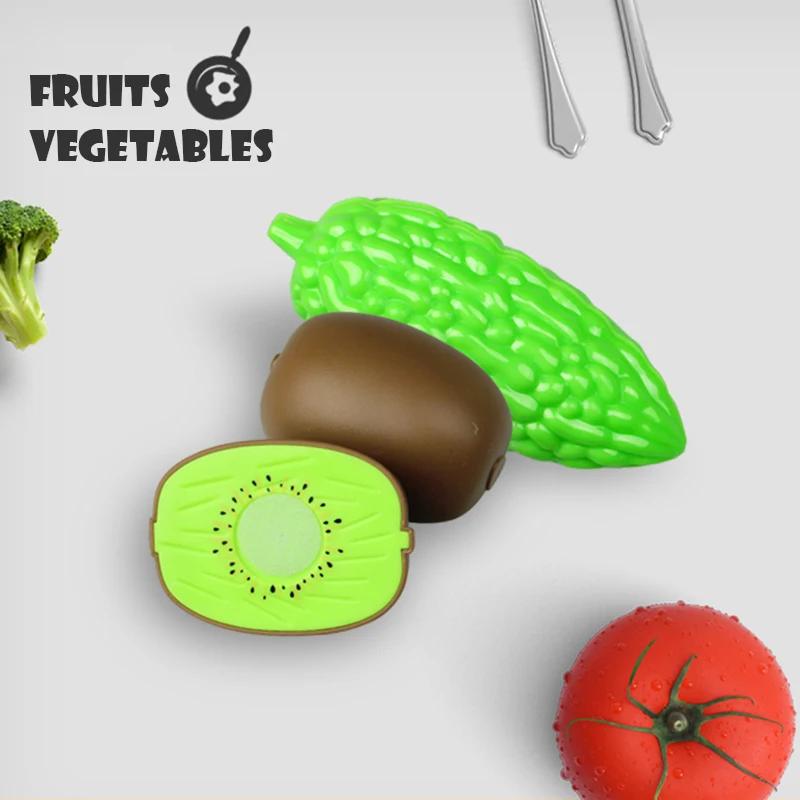 Kitchen Fun Cutting Fruit Basket And Vegetables Pizza Food Play House Set Puzzle Education Toys For Kids Boys Girls Xmas Gifts