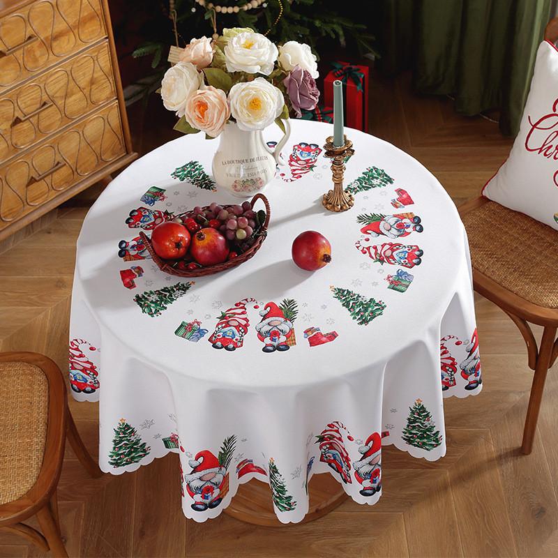 

Большая Рождественская Круглая Скатерть Рождественский Праздник Настольная Скатерть Декор Домов Style O,150cm/59.06in