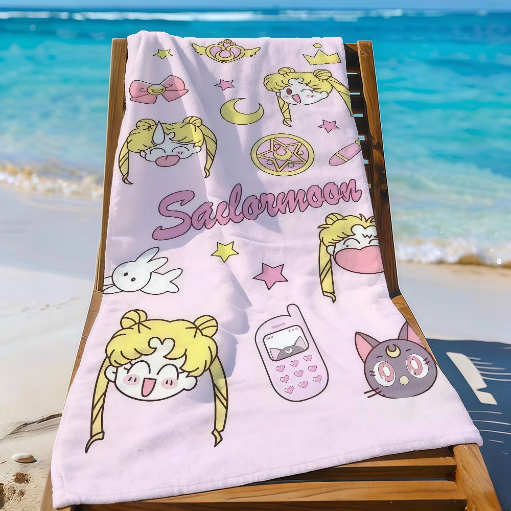 S-SailorES M-MoonS PINK GIRL HEART Towel Quick Drying Beach Towels Are Suitable For Swimming Pools Camping Yoga And The Gym