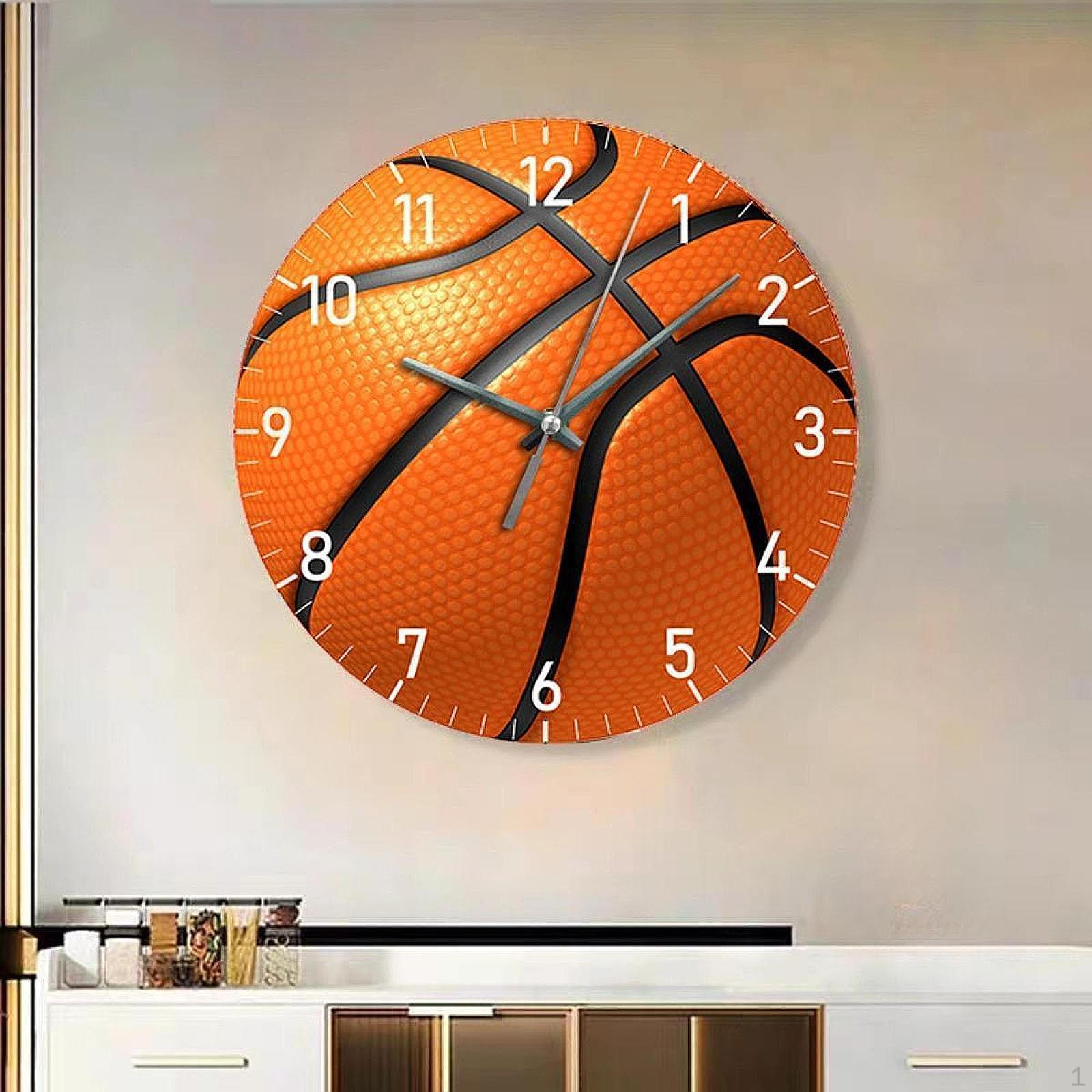 

Настенные часы для баскетбола Декоративный узор Круглые Бесшумные для прихожей Спальни Orange 10 Inch