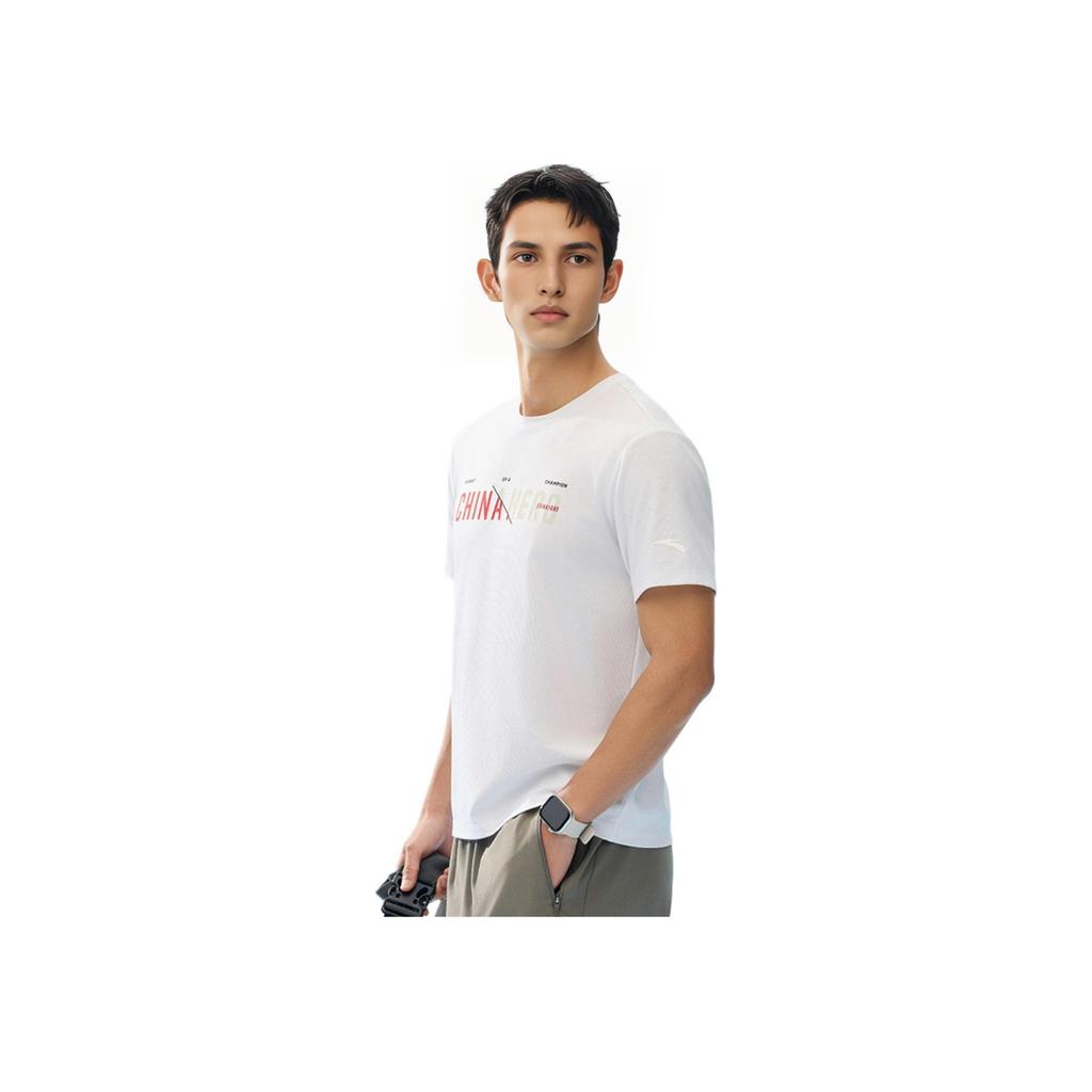 Anta Comfortable Simple Casual Versatile Round Neck Breathable Letter Short Sleeve T-Shirt Men Tops Pure-White 152527140-1