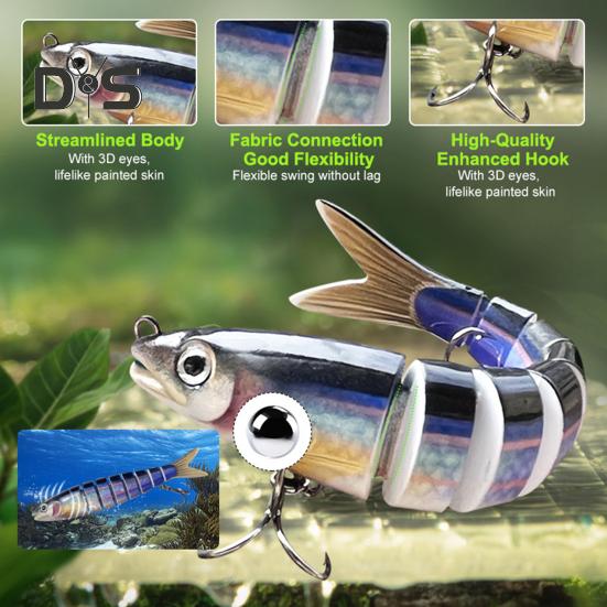 13.5CM/19G Multi-Jointed Fishing Lure with Hooks Slow Sinking 8-Section Swimbait Bionic Hard Artificial Bait Freshwater Saltwater Fishing Accessories