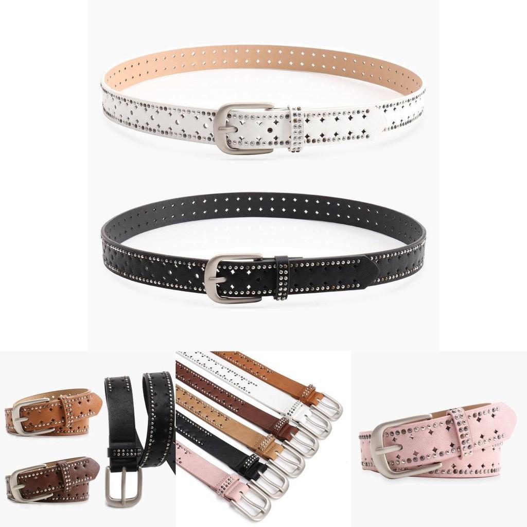 Fashion Solid Color Rivet Decoration Women Casual Wide Belt For Daily Wear