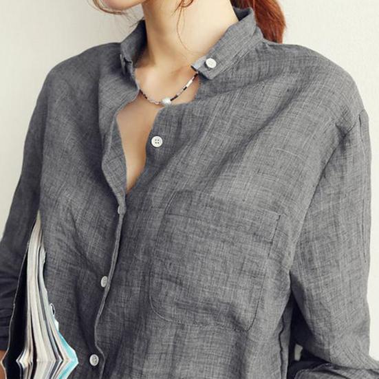 Patch Large Size Sleeve Pocket Shirt Tops Long Loose Fit Single-breasted Thin Casual Shirt Workwear