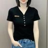 Women's 2022 Summer V-Neck Slim Fit Casual Fashion Short-Sleeve Top