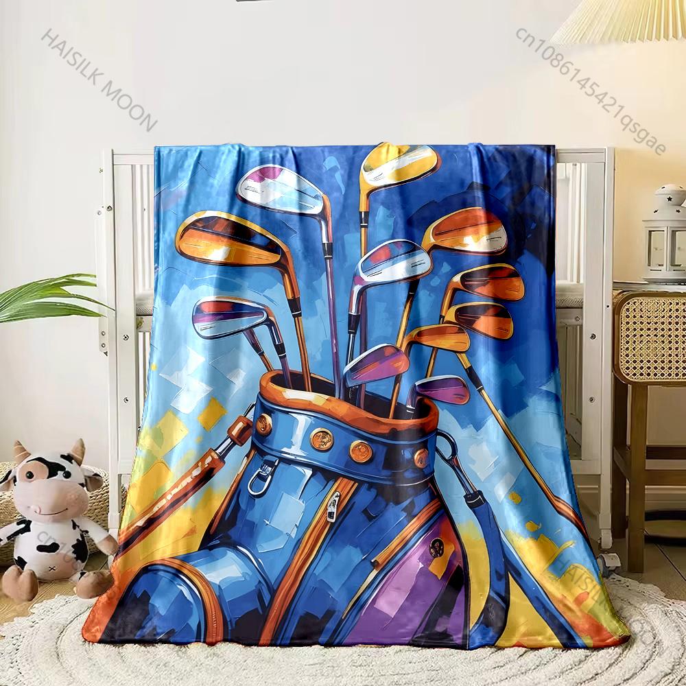 

1PC Golf clubs and bag Print Adult Children Warm Blankets Home Travel Car Soft Comfortable Suitable for all seasons 75x100cm
