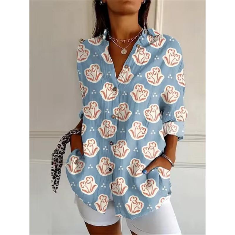 Women 3d Printed Animal Casual Long Sleeve Hawaiian Shirt