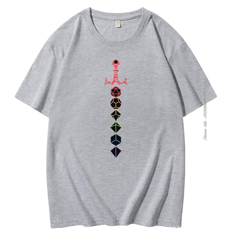 Dungeon Master Adventure Games Cotton Tshirt Dice Set Sword Table Rpg Gaming Short Sleeve Tee Summer Harajuku Graphic T Shirts