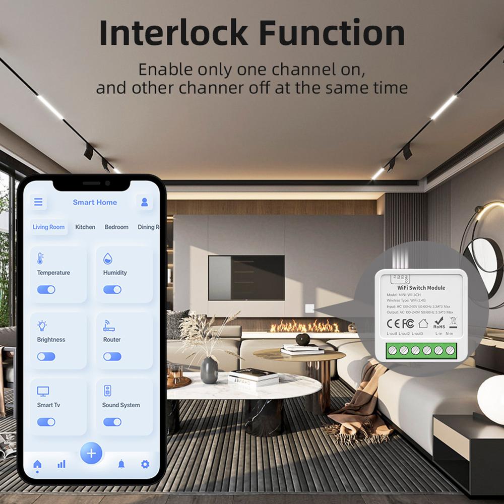 Tuya Mini 2/3/4 Gang Wifi Smart Switch 2 Way Modul On Off Breaker Comutatoare de voce fără fir de la distanță pentru Google Home Alexa Alice