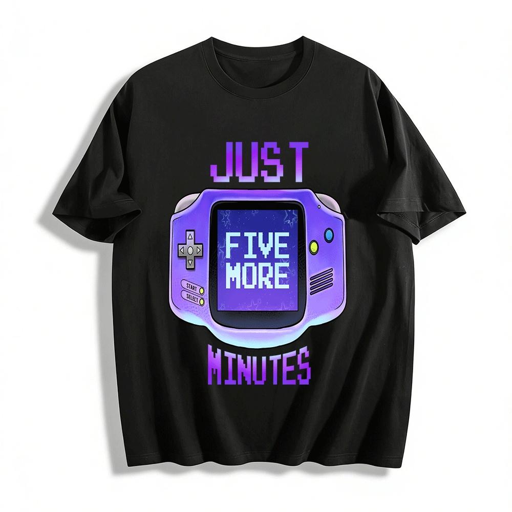 Just Five More Minutes Retro Handheld Gamer Graphic Tee Pure cotton T-shirt XXS