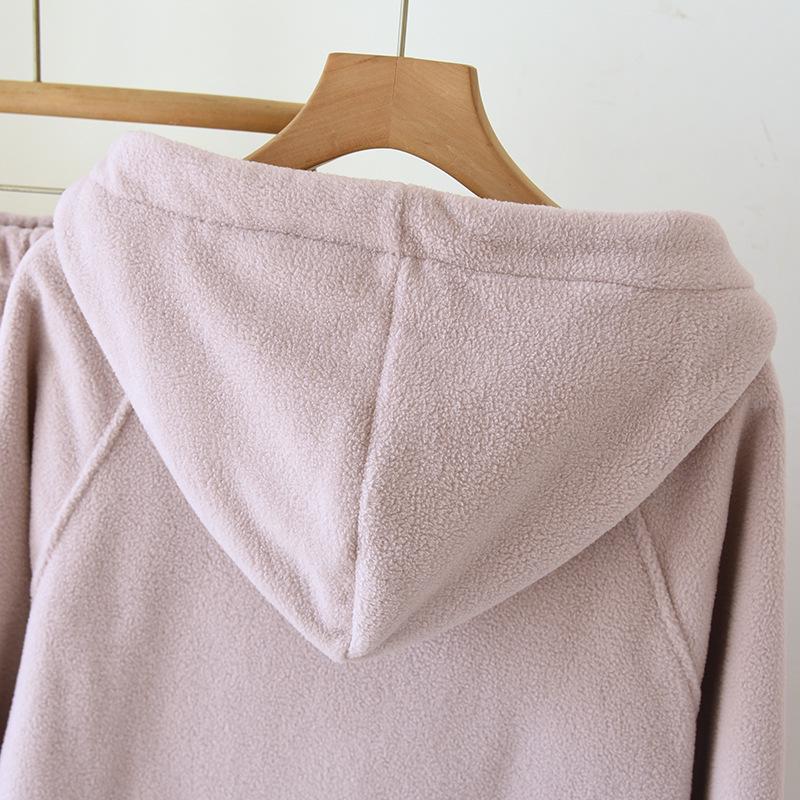 Couple's Fleece Pajamas: Warm Hooded Zip-Up for Men, Perfect for Fall and Winter Lounging or Outerwear.