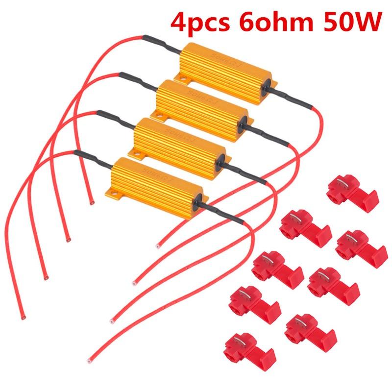 4pcs  50w 6 ohm Load Resistors LED Fog Lights Rapid Blinking Flickering Bulb
