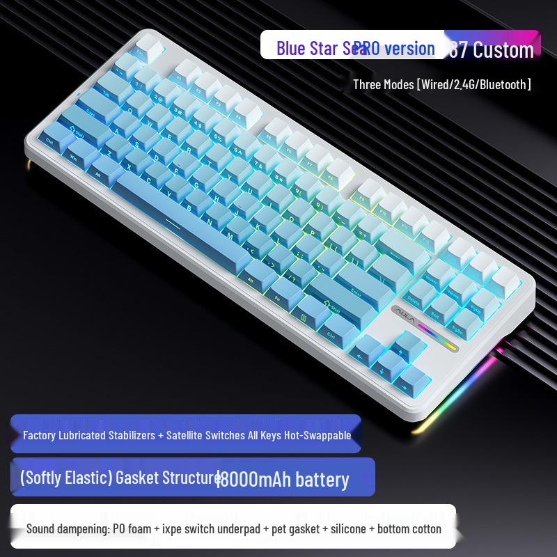 Wolfspider F87Pro Wireless Mechanical Gaming Keyboard - Customizable, Three-Mode, Bluetooth, Gasket Structure, Hot-Swappable.