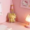 999 Pure Gold Kiki Lucky Cat Cartoon Mobile Sticker & Keychain Pendant Gift