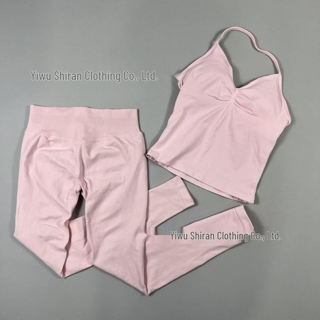 TK Sports Fitness Set: Back-Beauty Halter Tank & Longline Strappy Yoga Wear