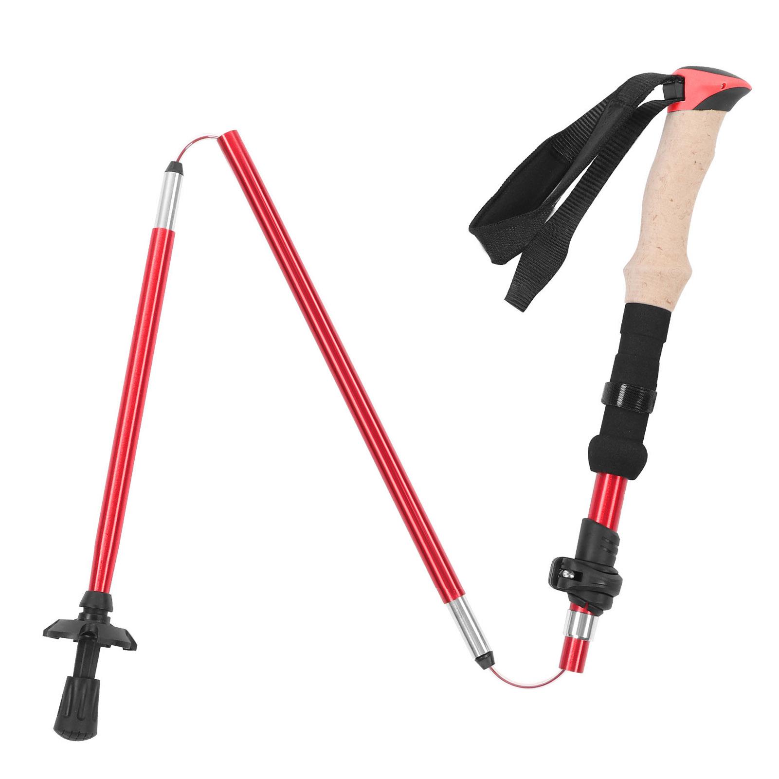 

Телескопическая трекинговая палка Портативная складная палка для ходьбы из алюминиевого сплава для занятий спортом на открытом воздухеКрасный