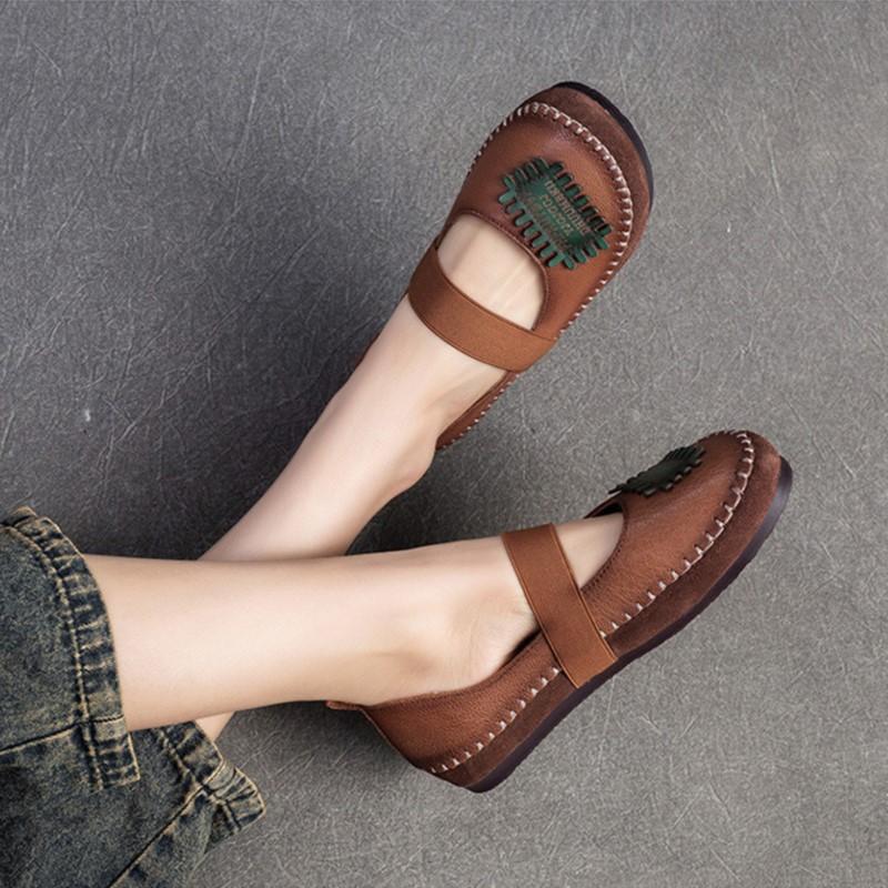 Fashion GKTINOO Spring Ladies Genuine Leather Handmade Shoes Women Hook &Loop Flat Shoes Women 2024 Autumn Soft Loafers Flats