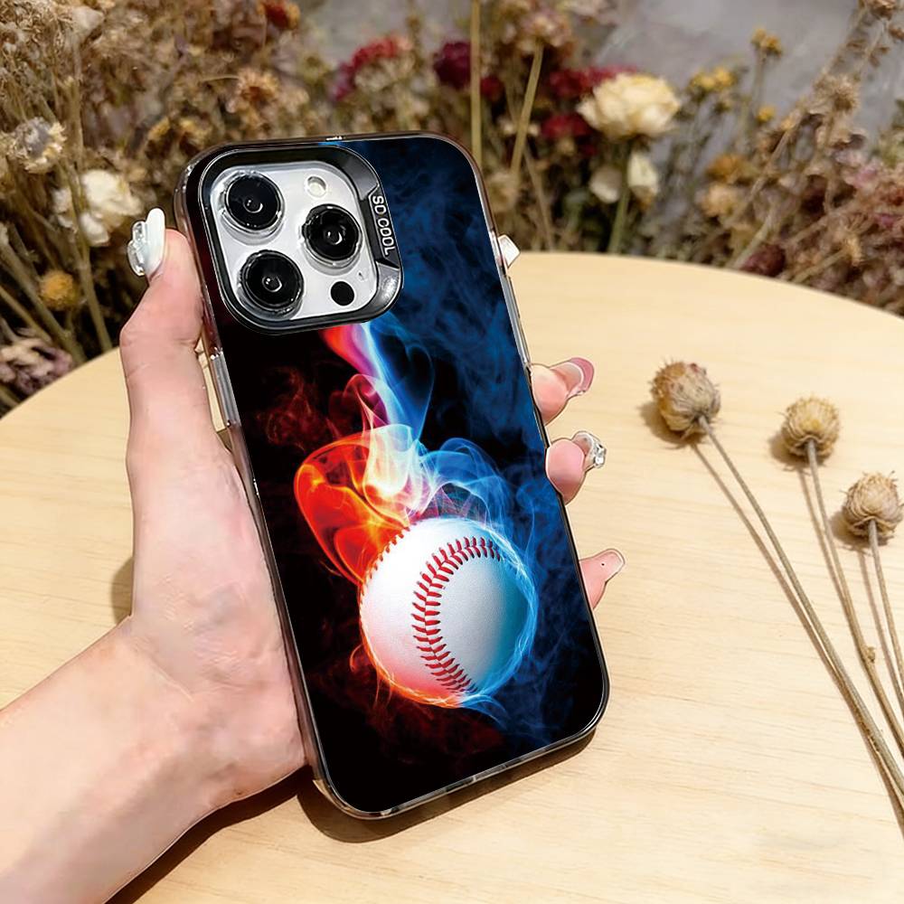 

Baseball Phone Case For iPhone 17,16,15,14,13,12,11 Plus,Pro Max,XS,Colored Silver Plated Inside Cover iPhone17Air