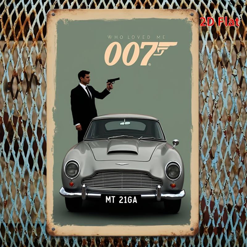 

Bond 007 Inspired Poster Vintage espionage decor with Vintage Gunman Sports Car HighQuality Print for Home Office Bar 20x30cm（7.8x11.8inch）