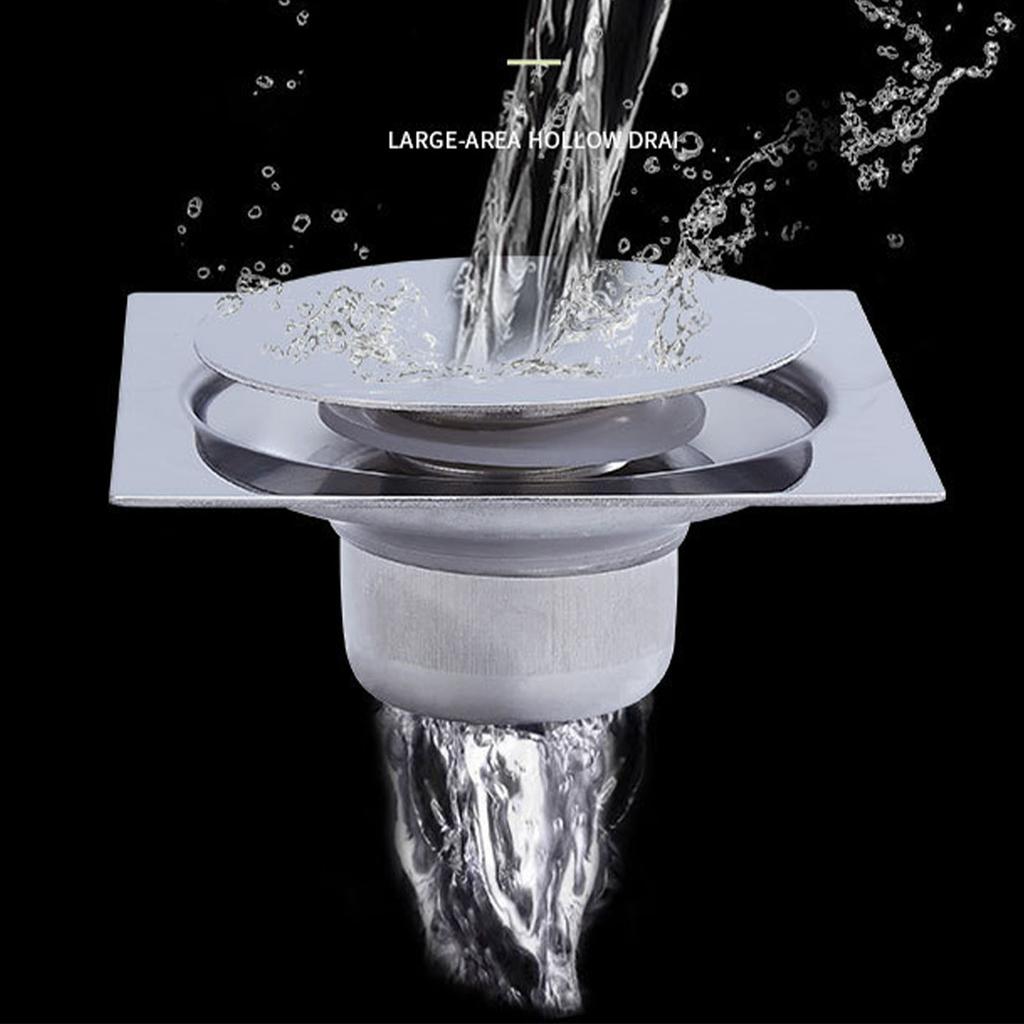 Shower Drain Quadrate High Glossy Thickened Prevents Odor Clogging Resistance Stainless Steel Floor