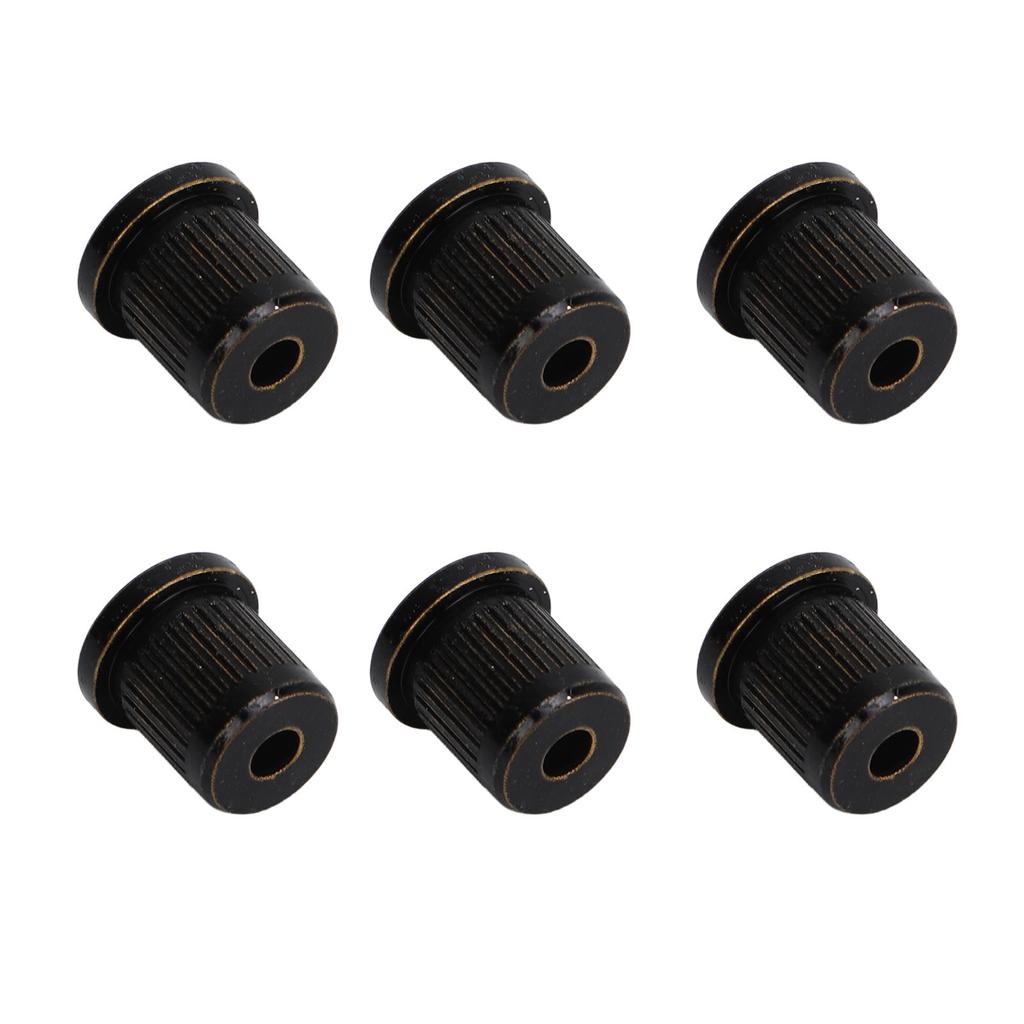 6Pcs Guitar String Ferrules Through Body Brass Recordative Edition for Electric Guitars Black