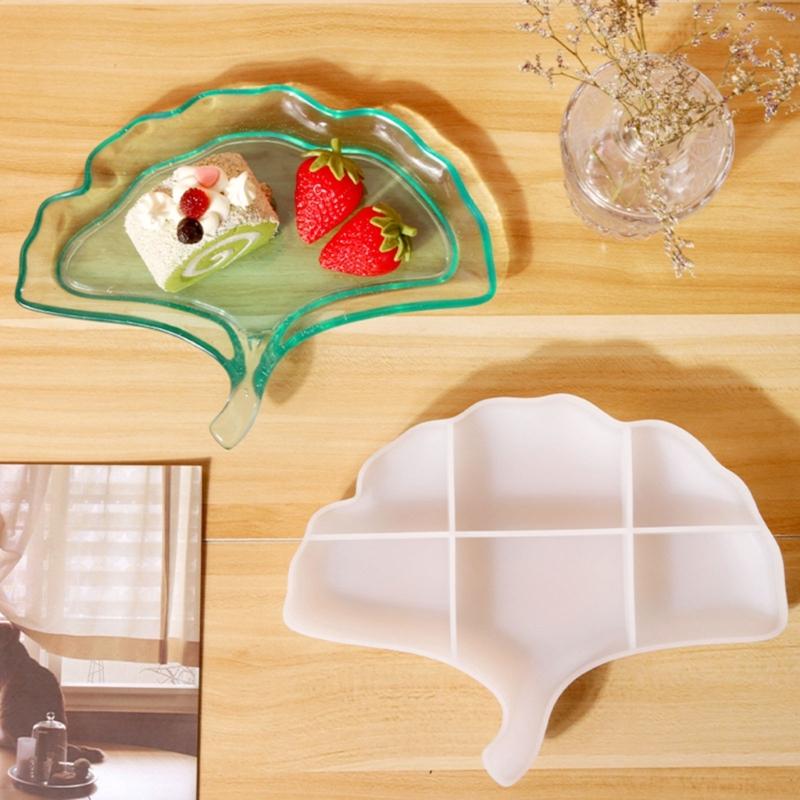 Leaf Resin Mould Ginkgo Jewelry Storage Box Silicone Mold Flower Pot Resin Mold for DIY Crafts Casting Home Decors