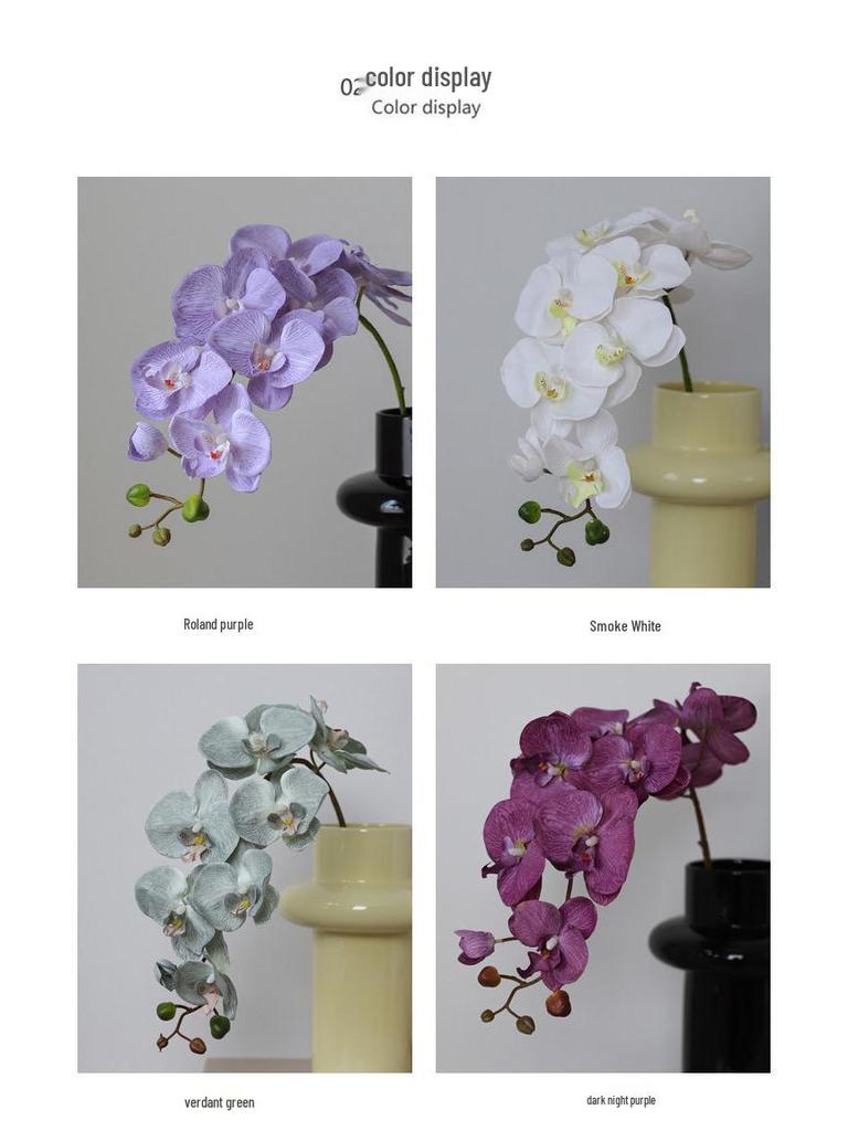 French Retro 9-Head Phalaenopsis Light Luxury Artificial Flower for Living Room, Dining Table, Weddings, and New Year Decoration