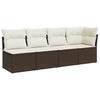 Vidaxl Sofa Ogrodowa Z Poduszkami, 4-Osobowa, Brązowa, Polirattan