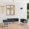 7-piece Garden Set with Cushions Solid Pine Wood