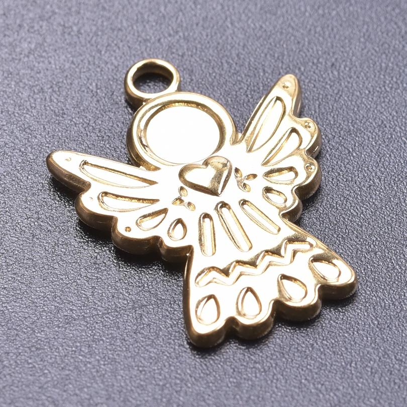 6Pcs Heart Sun Angle Pendants Base Flat Bails Round Stainless Steel Charms For Jewelry Making Supplies Diy Enamel Stone Crystal