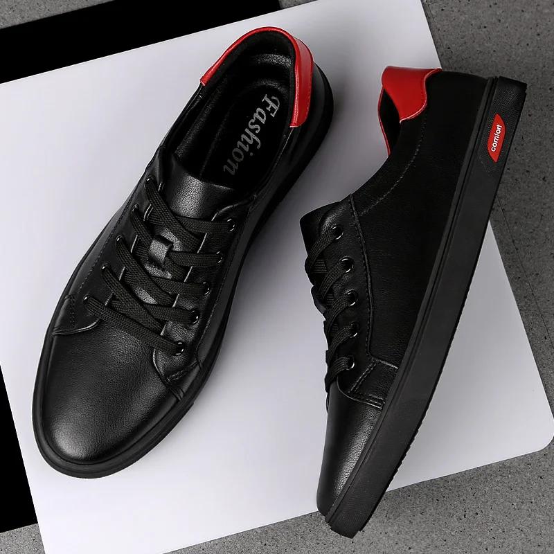 Høy Kvalitet Ekte Skinn Herresko Luksus Sneakers Menn Mannlige Flats Mote Merke Design Fottøy Fritidssko for Menn